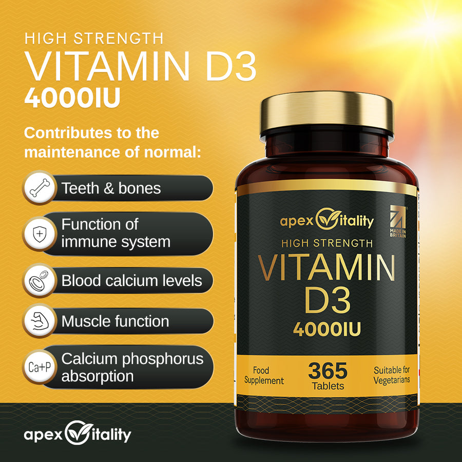 High Strength Vitamin D3 4000 IU Supplement - Apex Vitality