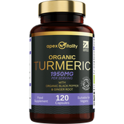 Turmeric Supplement High Strength with Organic Black Pepper and Ginger Root - Apex Vitality